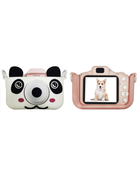 ASAKY KIDS PHOTO CAMERA DIGITAL BUBBLE MICRO SD 2"IPS HD SCREEN PINK + COVER PANDA